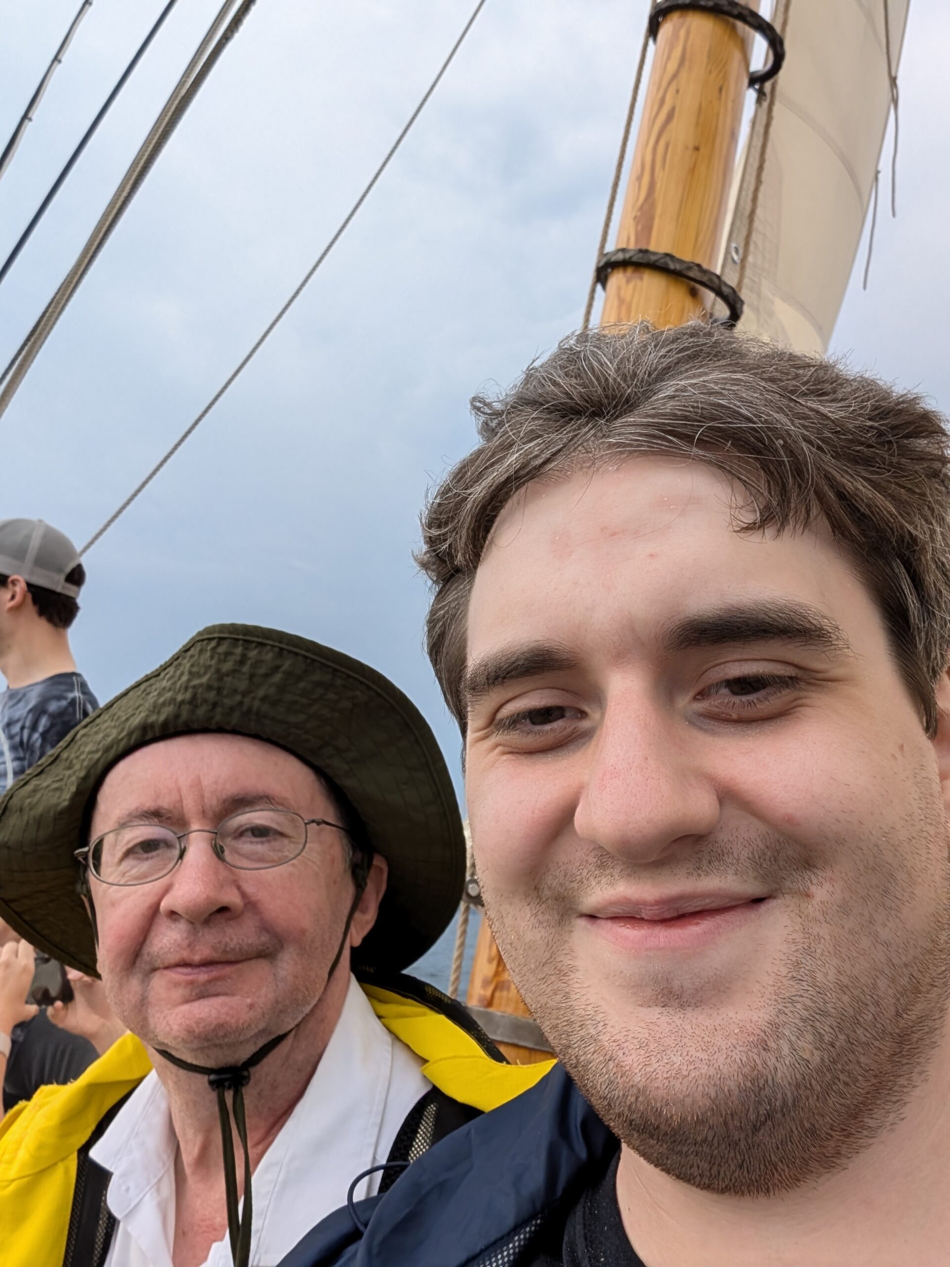 My dad and I on a boat